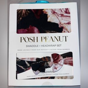 NWT black rose swaddle and headband set Posh peanut